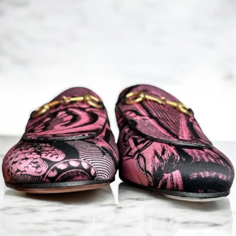 GUCCI Saint Romain Princetown Horsebit Mules Slides Pink EU 36 US 6 - Picture 5 of 9